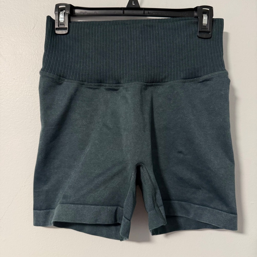 POPFLEX Supersculpt Seamless Shorts  Ribbed High Ribbed Waist 5" Teal Green XL